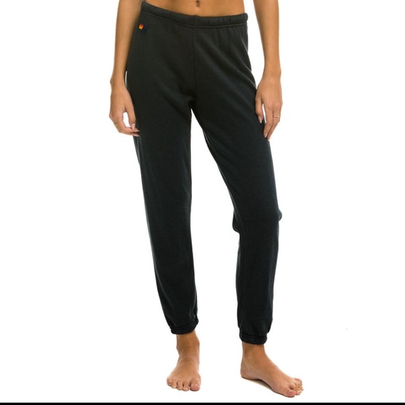 NWT Aviator Nation Bolt Sweatpant Joggers in Charcoal with White Lightning Bolt - Picture 2 of 4